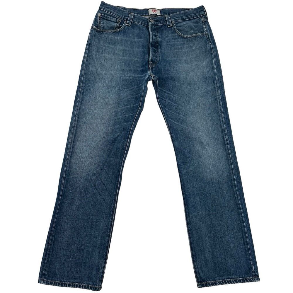 Levi's 501 Men Sz 34X32 Button Fly High Rise Straight Leg Blue Jeans Cowboy Core